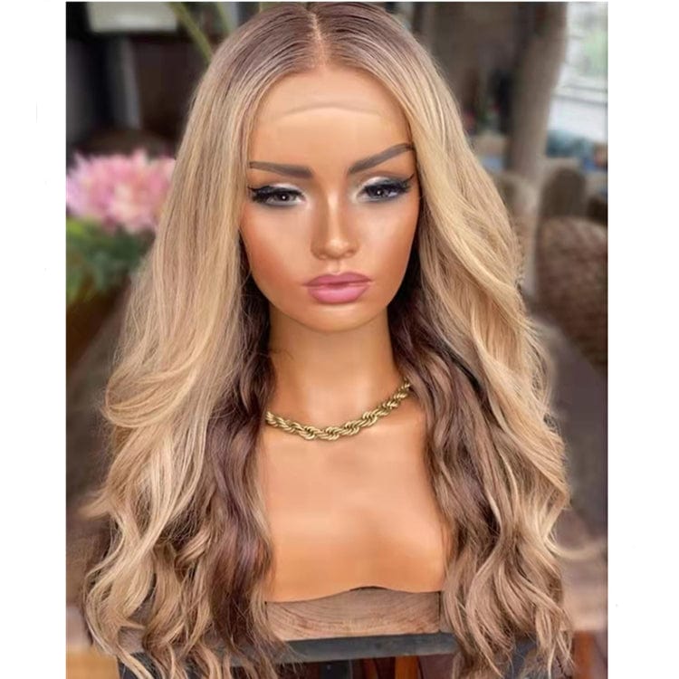 Women Wig Ombre Gray Blonde Color Loose Wave Raw Brazilian Cuticle Aligned Human Hair Transparent Lace Front Wigs