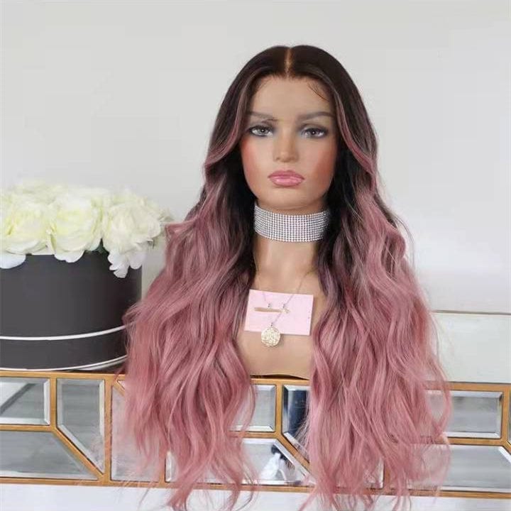 Women Wig Ombre Gray Blonde Color Loose Wave Raw Brazilian Cuticle Aligned Human Hair Transparent Lace Front Wigs