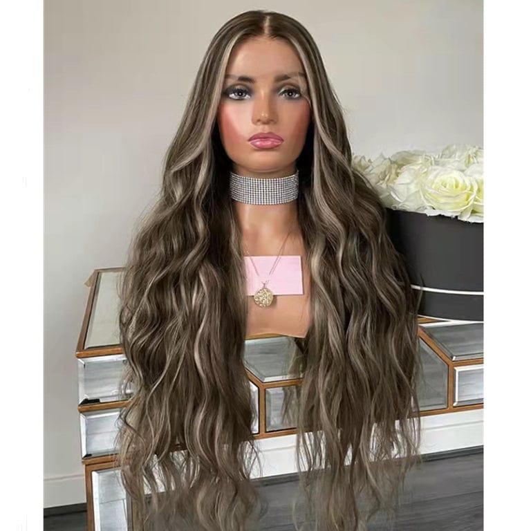 Women Wig Ombre Gray Blonde Color Loose Wave Raw Brazilian Cuticle Aligned Human Hair Transparent Lace Front Wigs