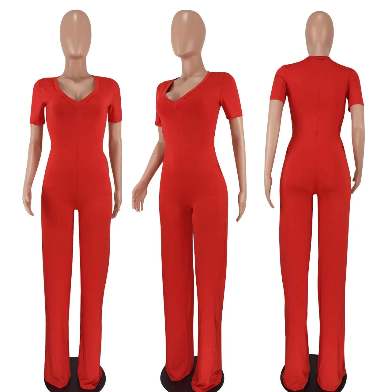 Womens Clothing V-neck Rompers Women Solid Rompers Casual  Clothing One Piece Jumpsuit Mujer with Pockets