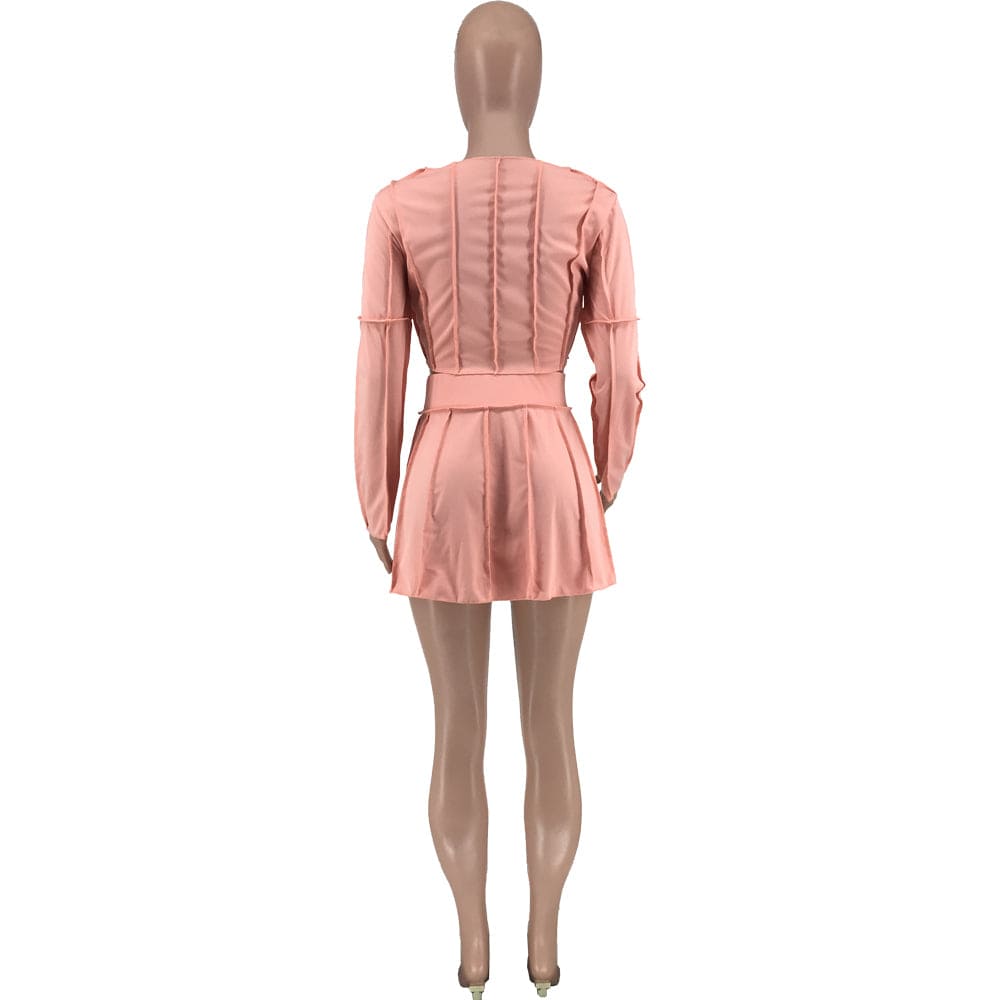 Womens Fall Fashion 2022 Autumn Women's Wear Solid Color Long Sleeve Pleated Skirt Set