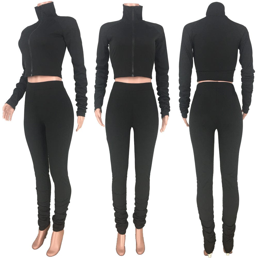 Womens Full Zip-Up Tracksuit Set Long Sleeve Casual Jogging Suits Workout Gym 2 Piece Outfits