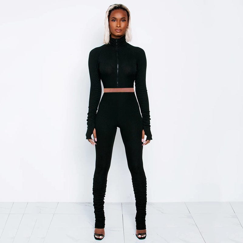 Womens Full Zip-Up Tracksuit Set Long Sleeve Casual Jogging Suits Workout Gym 2 Piece Outfits