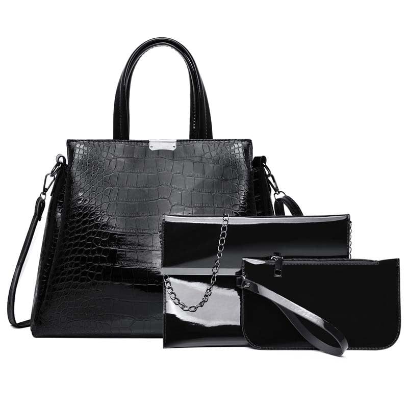 Womens Ladies 3 Pieces Handbag Set Hobo Clutch Top Handle Totes Satchels Crossbody Bags and Purse