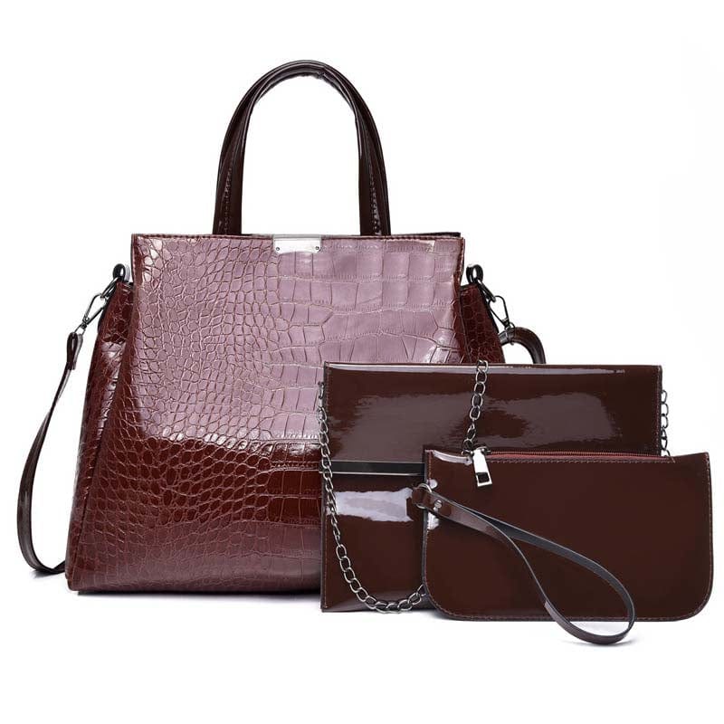 Womens Ladies 3 Pieces Handbag Set Hobo Clutch Top Handle Totes Satchels Crossbody Bags and Purse