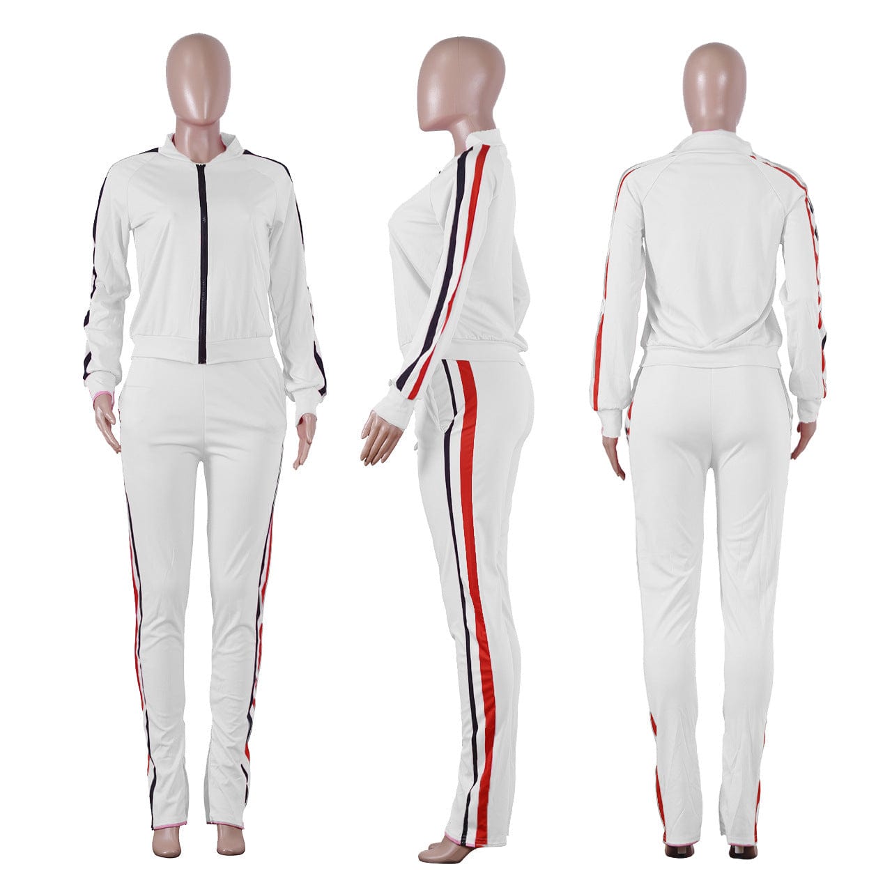 Womens Set Two Piece Outfits Sweatsuit Crop Top Skinny Zipper Long Pants Tracksuits Jogging Suits Jumpsuit