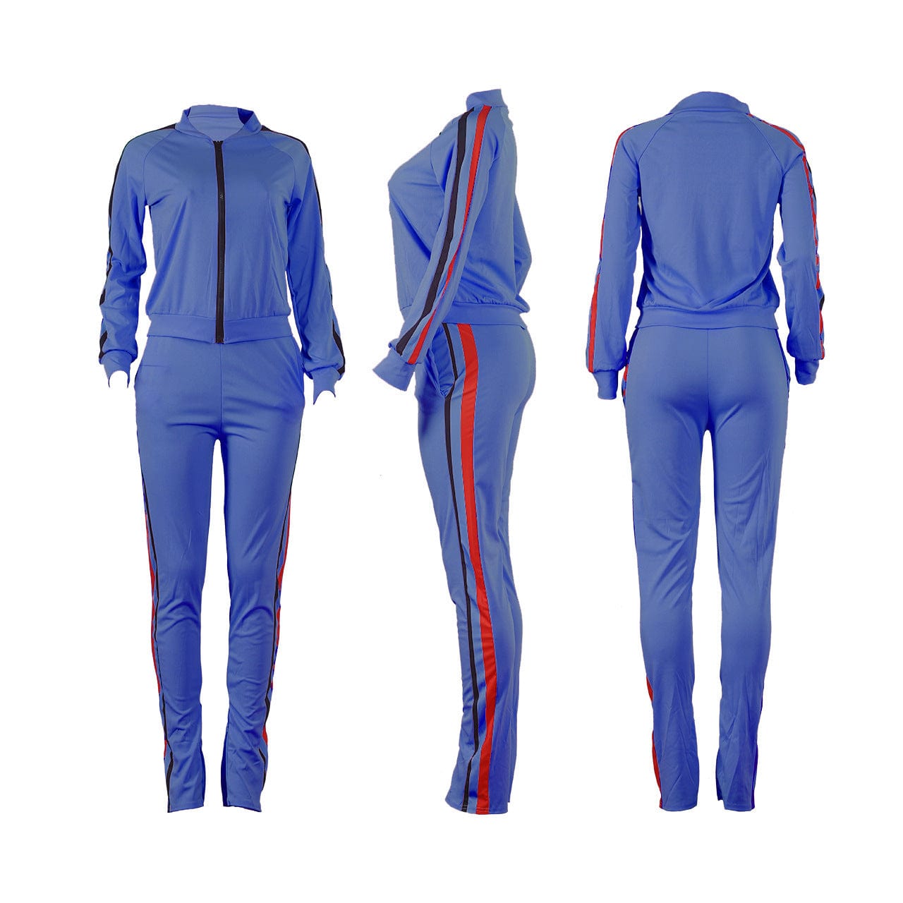 Womens Set Two Piece Outfits Sweatsuit Crop Top Skinny Zipper Long Pants Tracksuits Jogging Suits Jumpsuit
