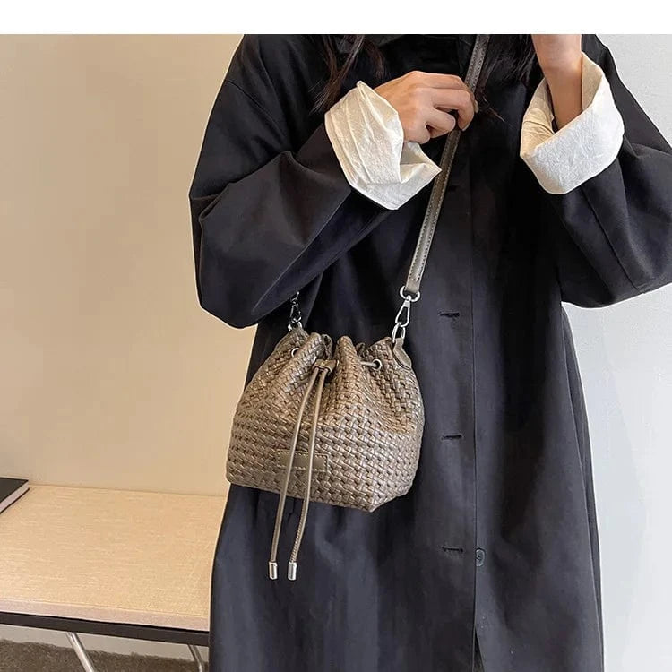 Woven Brand Bags for Women High Quality Leather Shoulder Bag Luxury Drawstring Bucket Handbags Designer Crossbody Bag
