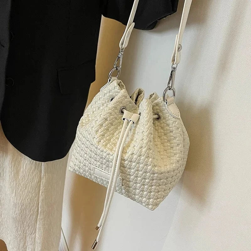 Woven Brand Bags for Women High Quality Leather Shoulder Bag Luxury Drawstring Bucket Handbags Designer Crossbody Bag