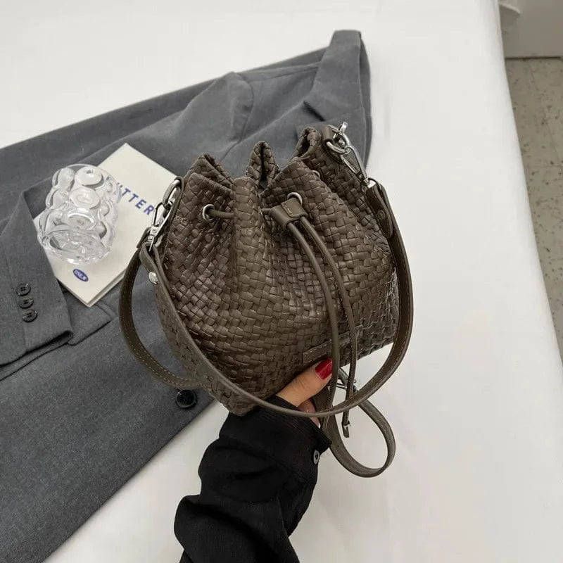Woven Brand Bags for Women High Quality Leather Shoulder Bag Luxury Drawstring Bucket Handbags Designer Crossbody Bag
