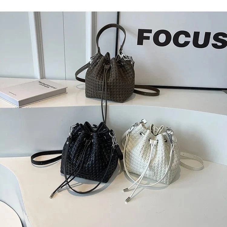 Woven Brand Bags for Women High Quality Leather Shoulder Bag Luxury Drawstring Bucket Handbags Designer Crossbody Bag