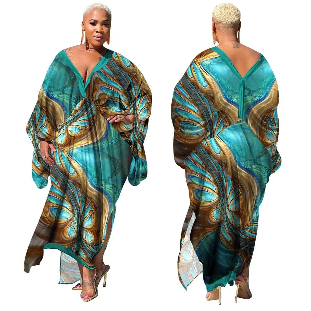 XL / 02 J&H 2023 new arrivals maxi satin robes Africa design printed loose dress fall fashion plus size kaftan dresses