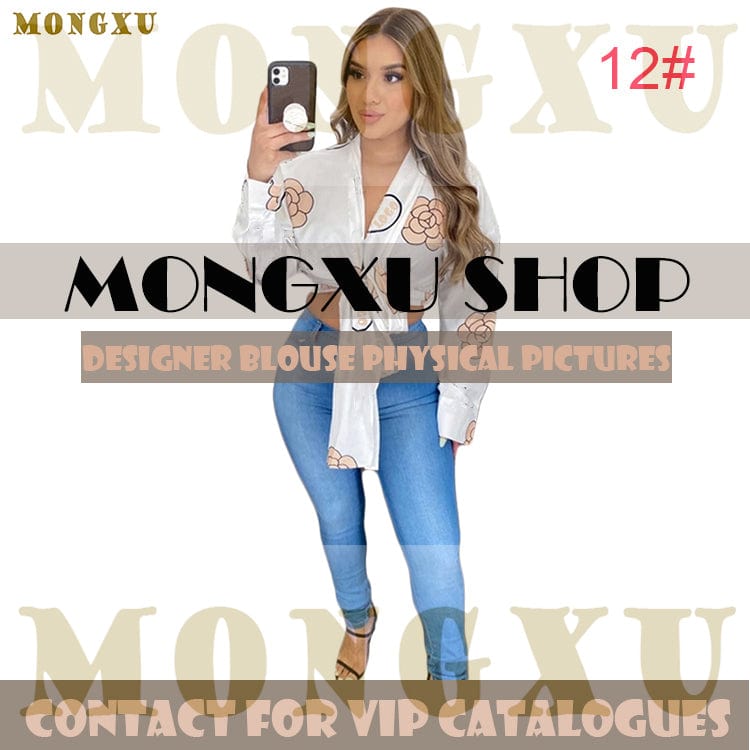 XL / 12# White C Hot Summer designers tops for women blouse famouse brands long tie long sleeve women's blouses & shirts