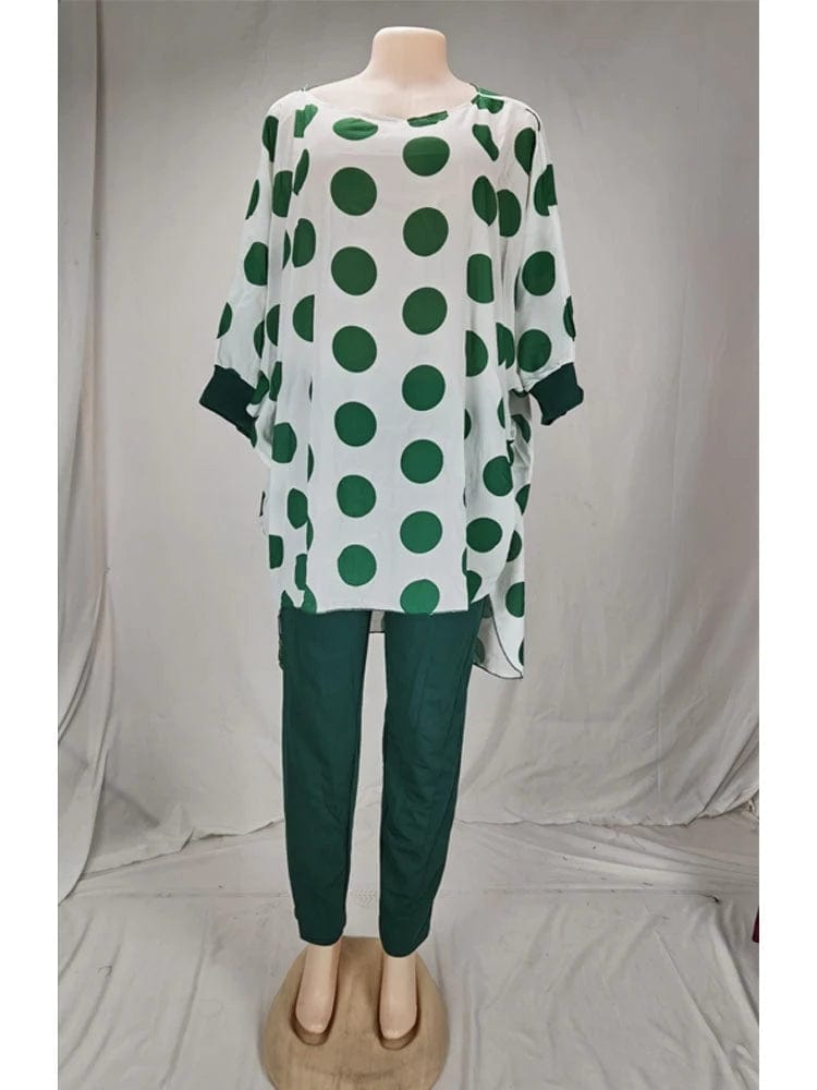 XL / 2 2022 Dashiki African New Fashion Suit (Dress And Trousers)Bat Sleeve Super Elastic For Lady