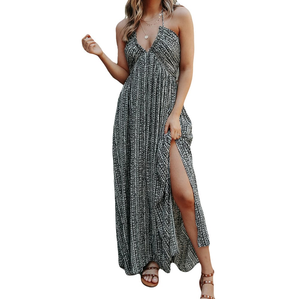 XL / #3 2022 summer women clothing loose casual long dress sleeveless sexy split maxi dress ladies