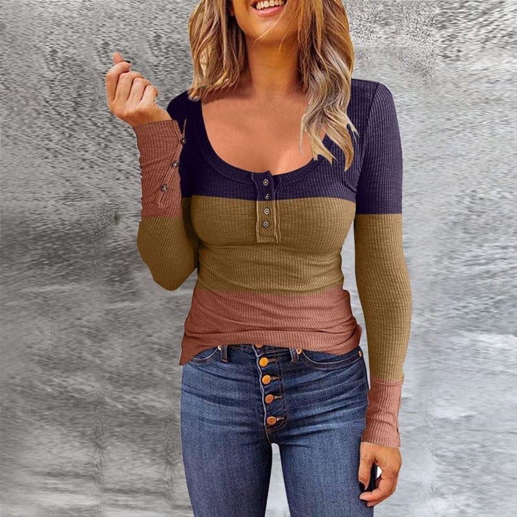 XL / 4 2023 Basic O-neck Solid Autumn Winter Pullover Women Female Knitted Sweater Slim Bodycon Patchwork Long Sleeve Tops for Women