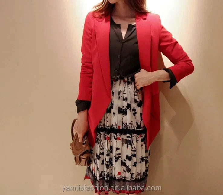 XL~5XL womens suits for office Lady Long Sleeve Lapel Neck Blazer Womens Casual Work Office Boyfriend Open Front Blazer Jacket