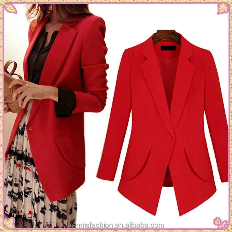 XL~5XL womens suits for office Lady Long Sleeve Lapel Neck Blazer Womens Casual Work Office Boyfriend Open Front Blazer Jacket