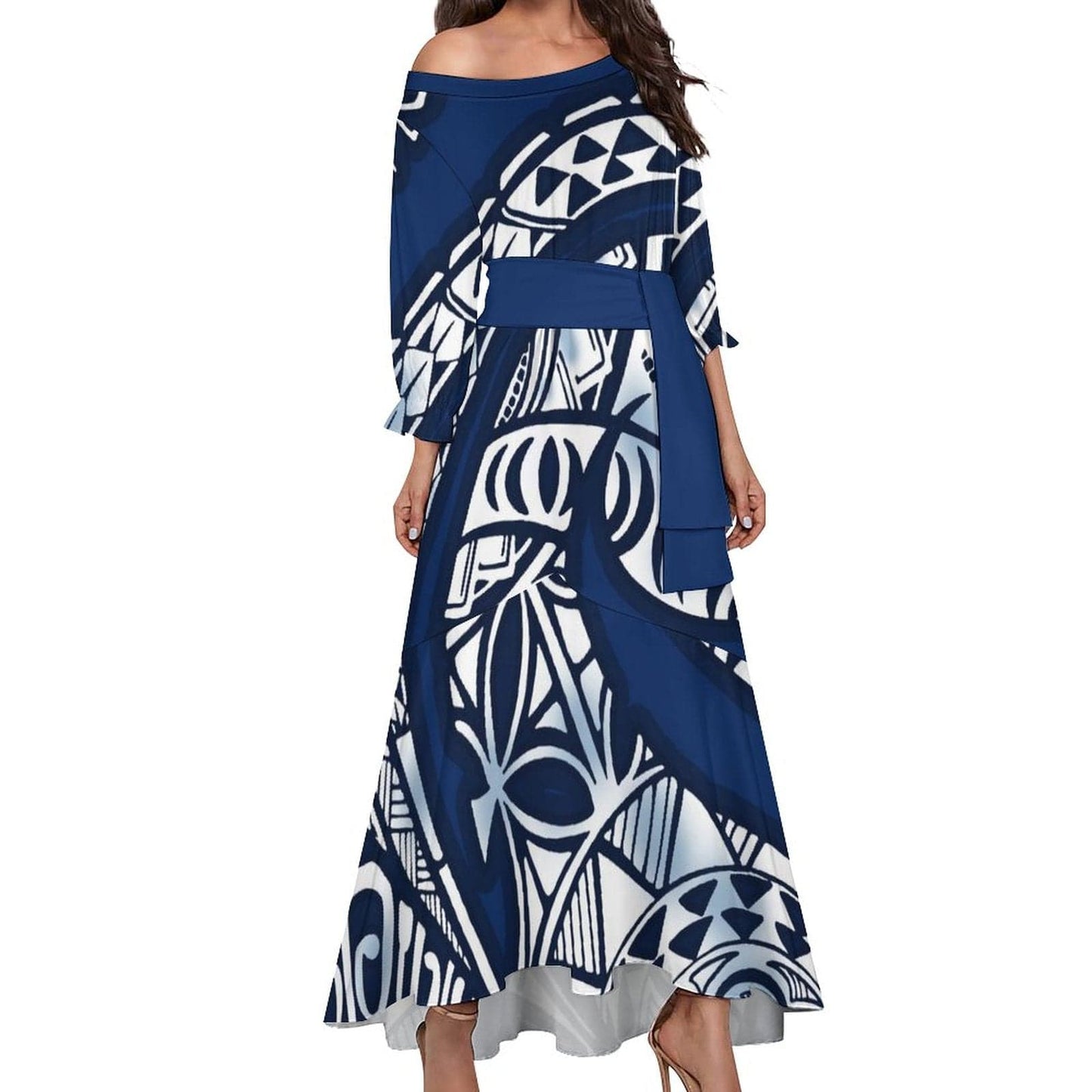 XL / b2 00916E1 hawaiian dress plus size island custom polynesian tribal mermaid design dress long stretching prom dresses new fashion 2023