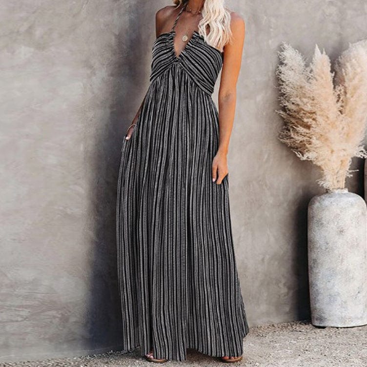 XL / black 2022 summer women clothing loose casual long dress sleeveless sexy split maxi dress ladies
