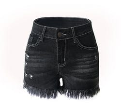 XL / black 2023 Fashion Shorts Women Jean Denim Short Straight Women High Waist Tassel Summer Shorts Push Up Skinny Slim Denim Short