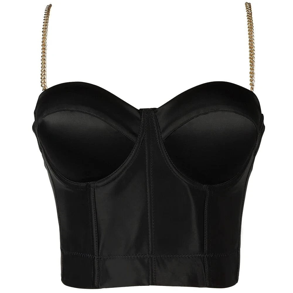 XL / Black Gold Ins Wholesale Shining Diamond Bra Underwear Women's Top Standard Womens Tops Knitted Women's Tops with Lace Non-woven Per Bag