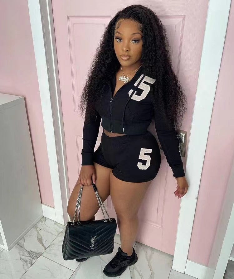XL / black J&H 2023 new trendy Hooded fleece clothing letter printed 2 piece set women sexy fall outfits