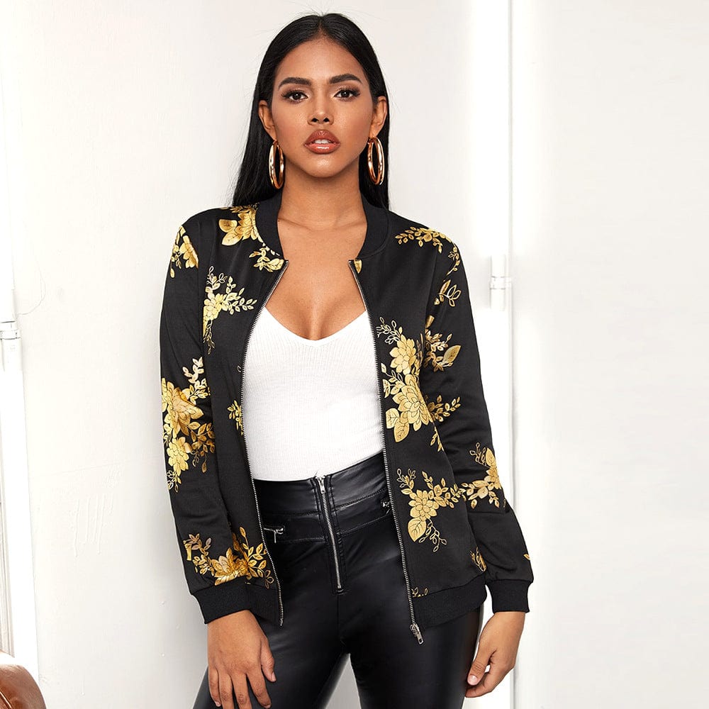 XL / black Liu Ming Fashion Women Casual 2023 New Arrivals Letter Printed Windbreaker Baseball Jacket Coat