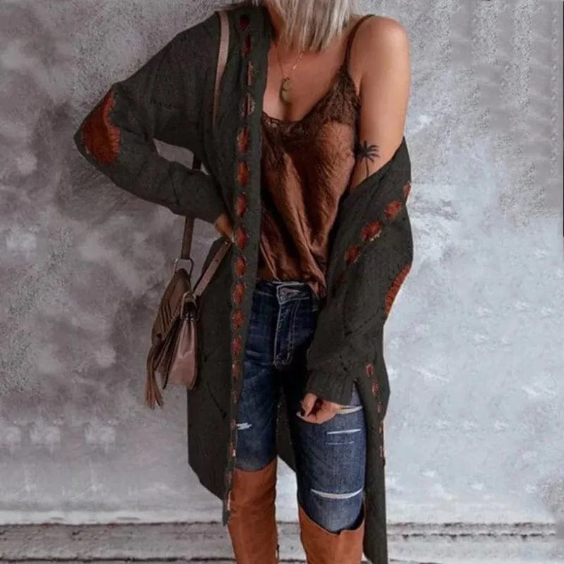 XL / Black New Streetwear Patchwork Hooded Sweaters Colorblock Knitwear Long Sleeve Cardigan Women Sweater Jacket Plus Size 5xl