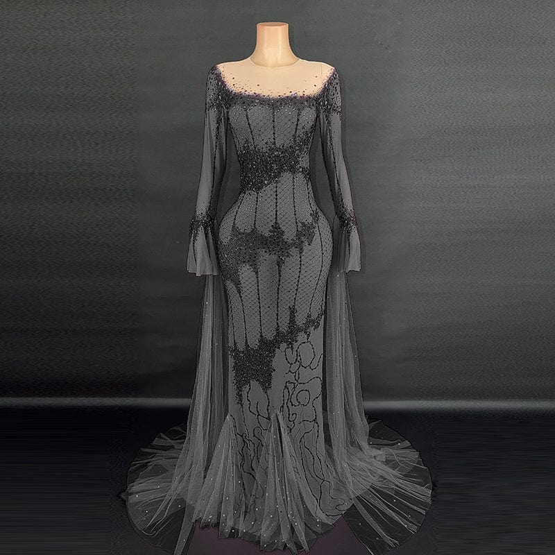 XL / black Novance Y2926 2023 Evening Dresses Blingbling Long Sleeves Elegant Evening Gown Dress Sexy Plus Size Wedding Party Women Dress