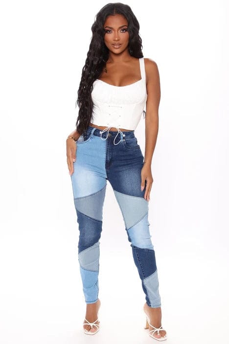 XL / black Women High Waist Mom Spandex Jeans pants Streetwear Vintage Patchwork Skinny Pants Autumn Fashion Pencil Denim Trousers Y2k