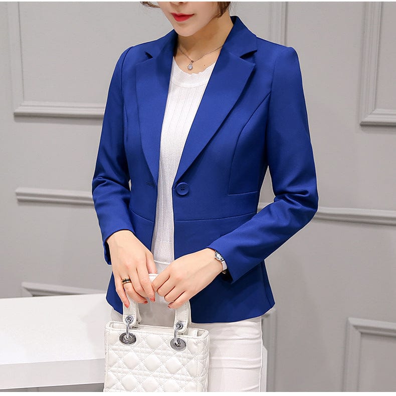 XL / Blue 10% Off Black Women Blazer Formal Blazers Lady Office Work Suit Pockets Jackets Coat Slim Black Women Blazer Femme Jackets Femme
