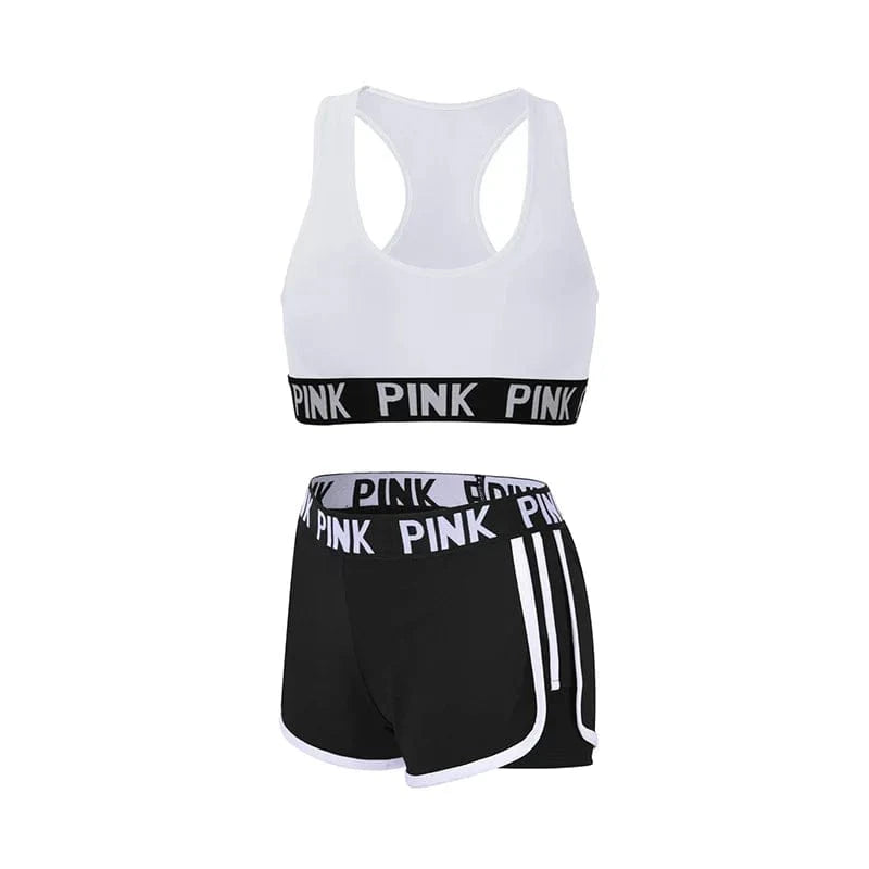 XL / Blue Fake Two-piece Plus Size Sports Shorts Athletic Wear Running Workout Yoga Bra Stretch Sportswear Fitness Sports Suit For Womens