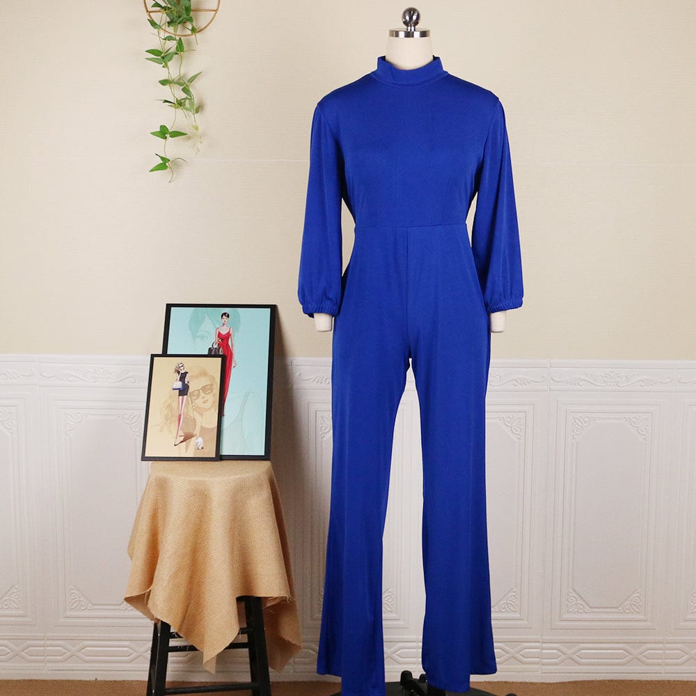 XL / Blue Summer Trending New Blue Lantern Sleeves African Women Casual Jumpsuits