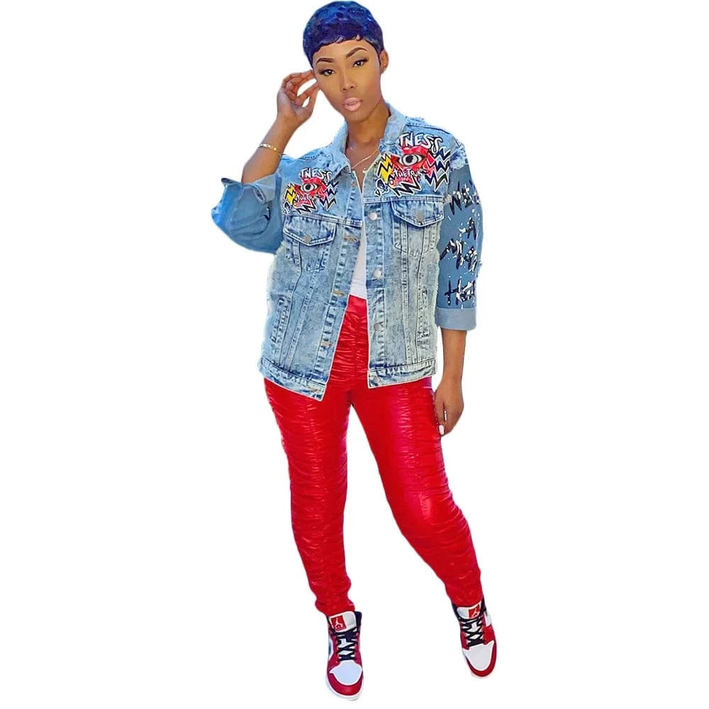 XL / Blue Wholesale Fall Plus Size Jackets Long Coat For Ladies Winter Jean Women's Jackets Girls Denim Jacket Woman Women's Coats