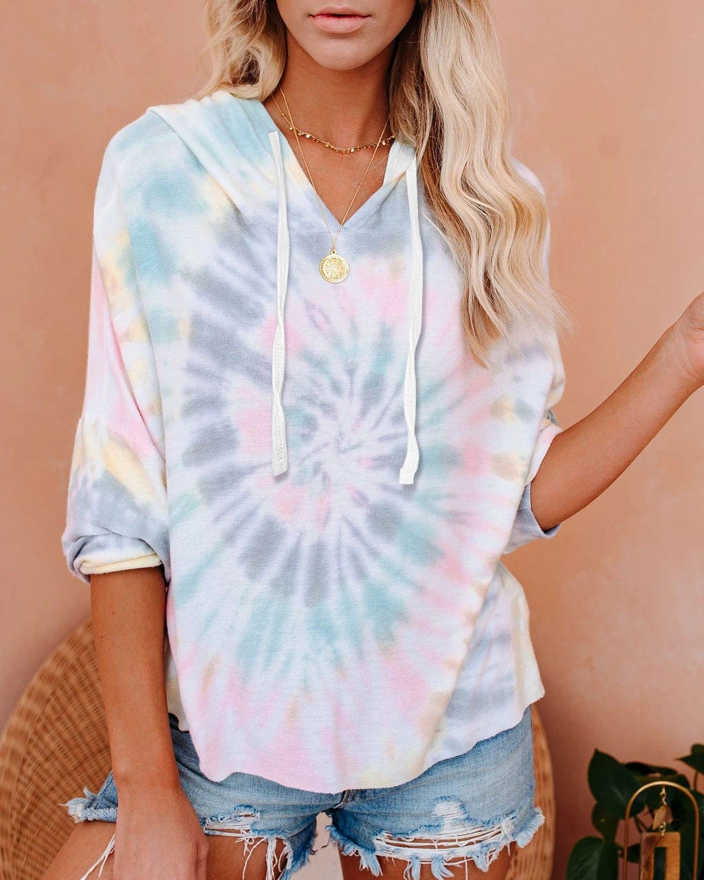 XL / color 1 trends women tie dye womens casual sweatshirt hoodie T shirt