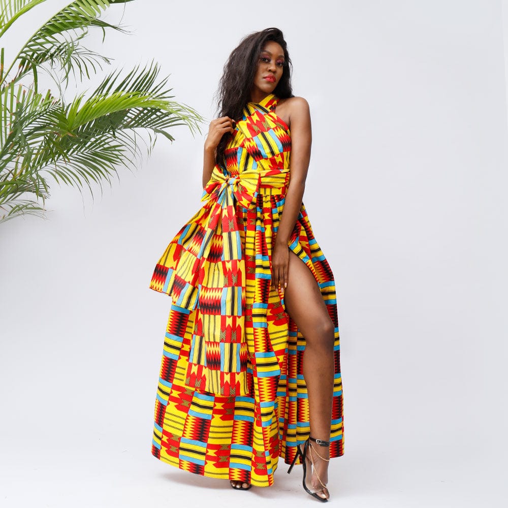 XL / Color 3 African Kitenge Lady Casual Styles Dress Designs Plus Size Woman'S Dresses Clothing Plus Size A-Line Print Skirts And Dresses