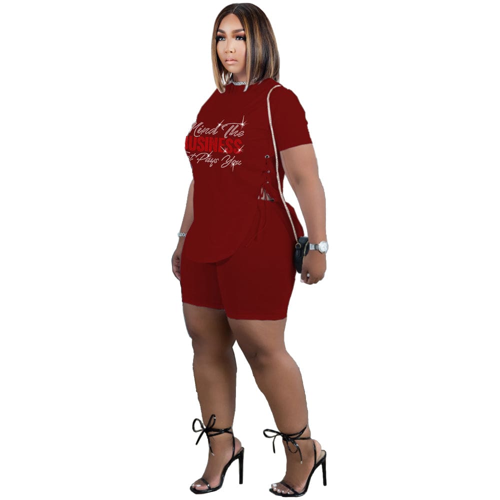 XL / CY81050-3 Summer women apparel clothing slits two-piece set