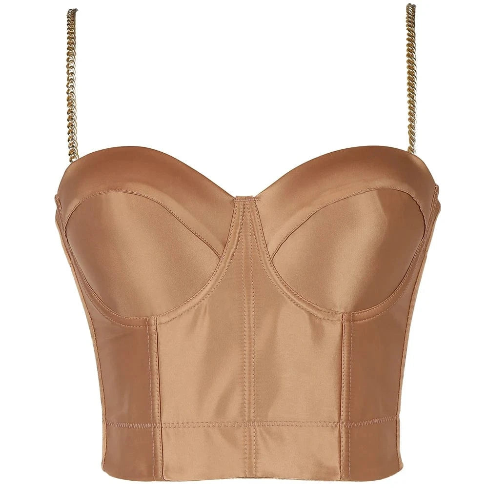 XL / Khaki Gold Ins Wholesale Shining Diamond Bra Underwear Women's Top Standard Womens Tops Knitted Women's Tops with Lace Non-woven Per Bag