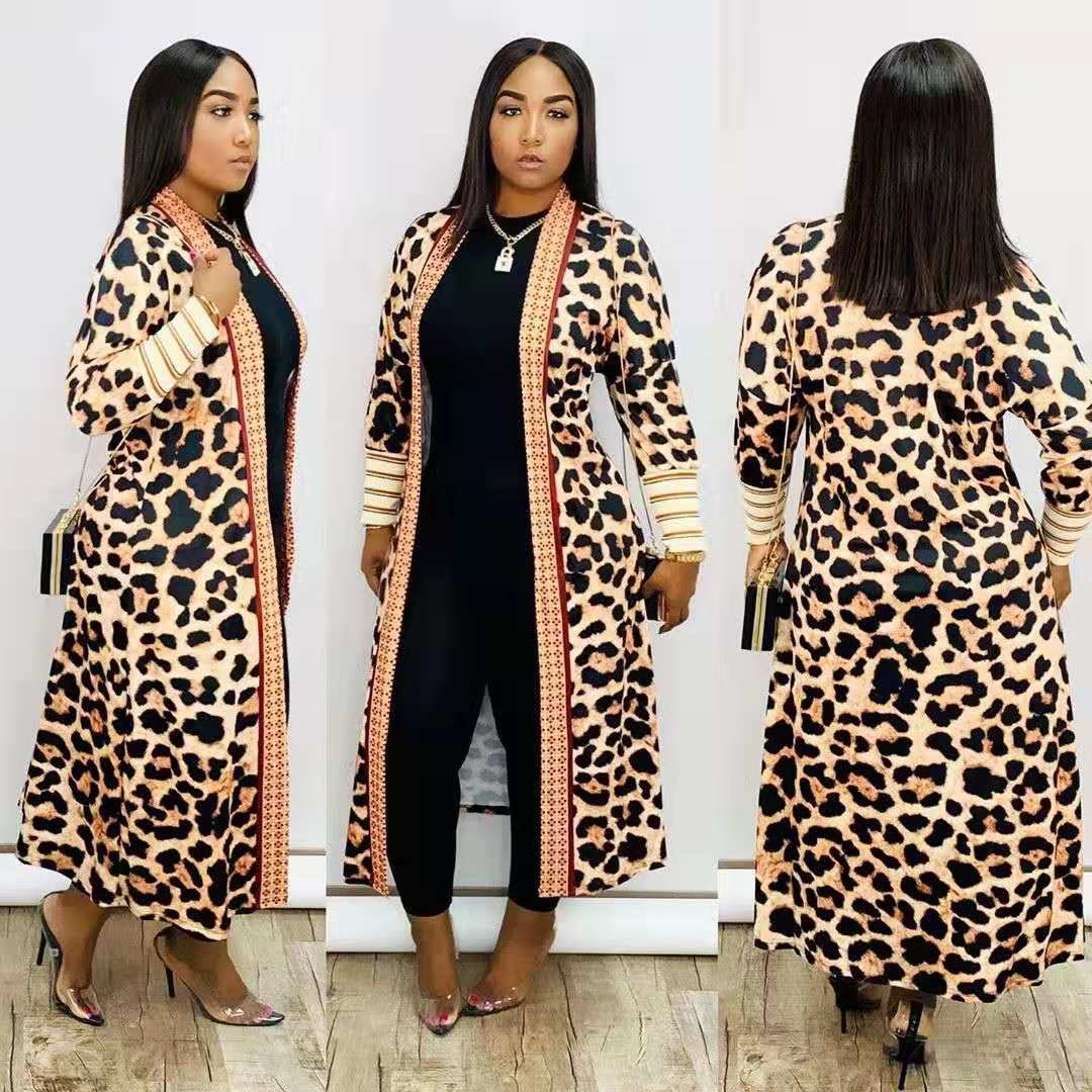 XL / Leopard womens fall fashion plus size coat jackets winter camouflage long coats for ladies