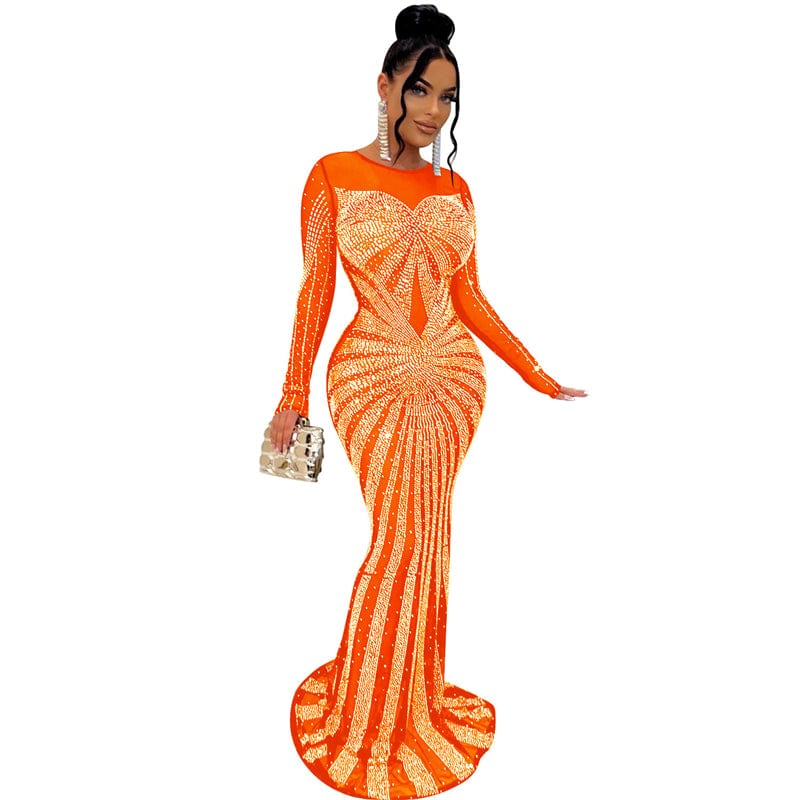 XL / Orange wholesale rhinestone crystal bead bridal civil court maxi long wedding evening dress full sweetheart ball gown for wedding