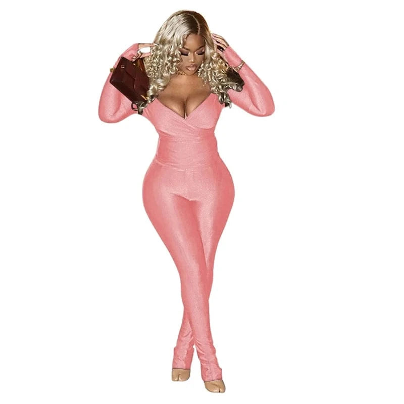 XL / Pink african casual outfit women v neck long sleeve shirt top and split pants two 2 piece track suit set women clothing for women