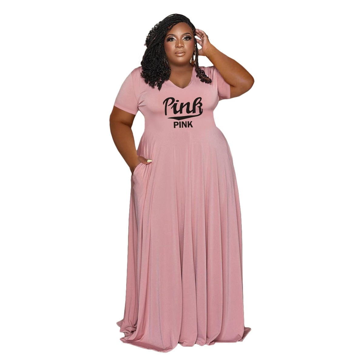 XL / Pink Trendy women clothes Plus Size Fall 2022 Women Clothes Loose Dress Printed Letter Pink