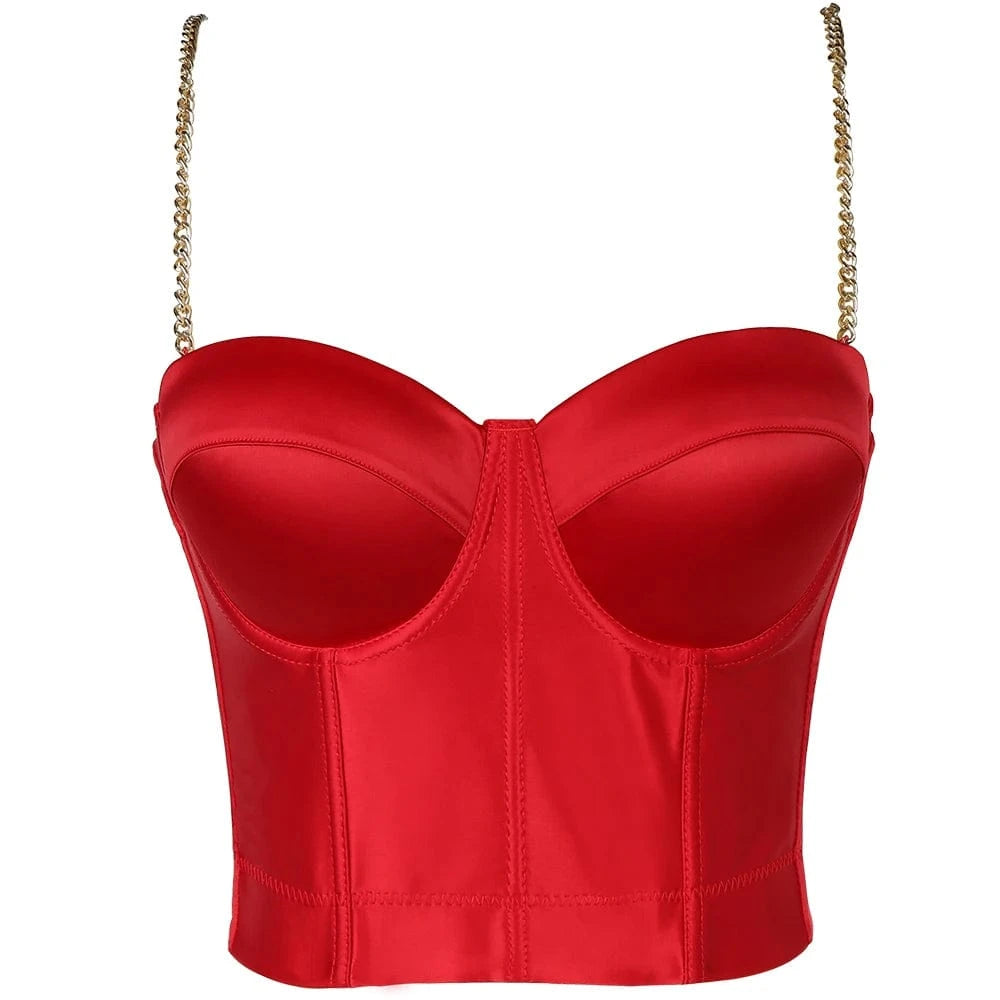 XL / Red Gold Ins Wholesale Shining Diamond Bra Underwear Women's Top Standard Womens Tops Knitted Women's Tops with Lace Non-woven Per Bag