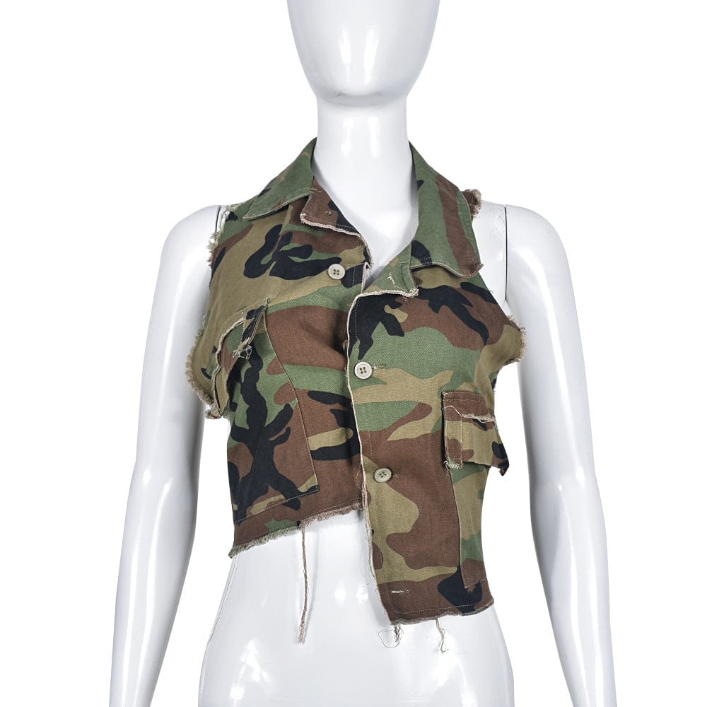 XL / Top KNZ9190 2023 Summer New Women Street Personality Camo Mini Skirt