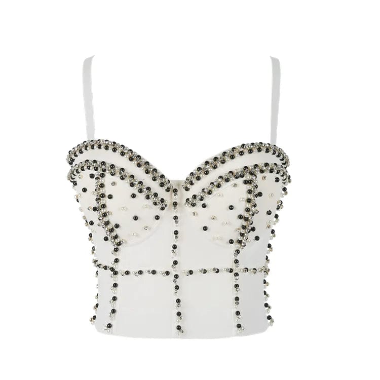 XL / White Red satin strapless sexy mature rhinestone plus size sexy busty half cup corset corset bustier