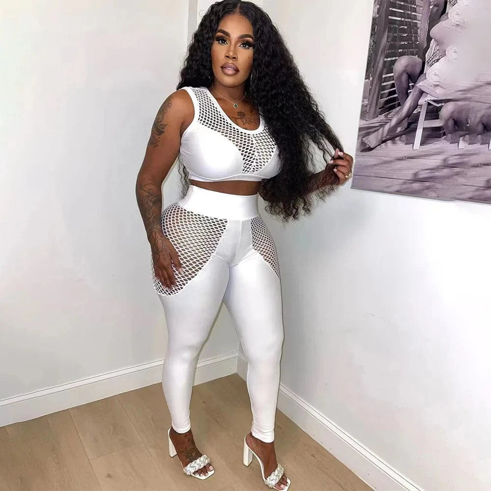 XL / White wholesale workout clothing 2 piece outfit women tank top and pants gym clothes sports set