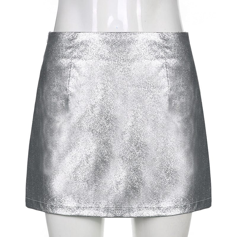 XL / White Y2K Wrap Party Skirt Club Women A Line High Waist Mini Sexy Vintage 2022 Summer Glitter Skirts