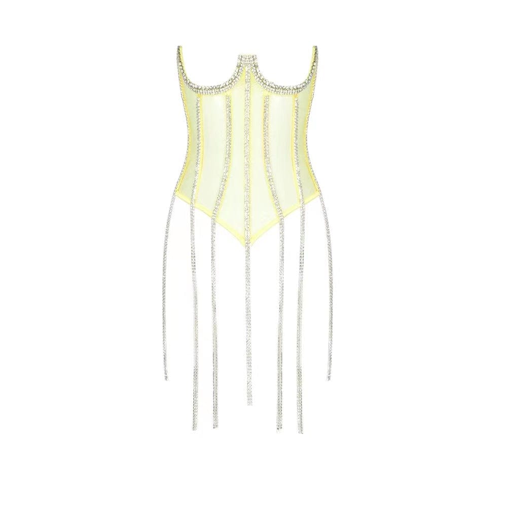 XL / Yellow 2022 Bodysuit Crystal Corset New Fashion Women Sexy Corset Top