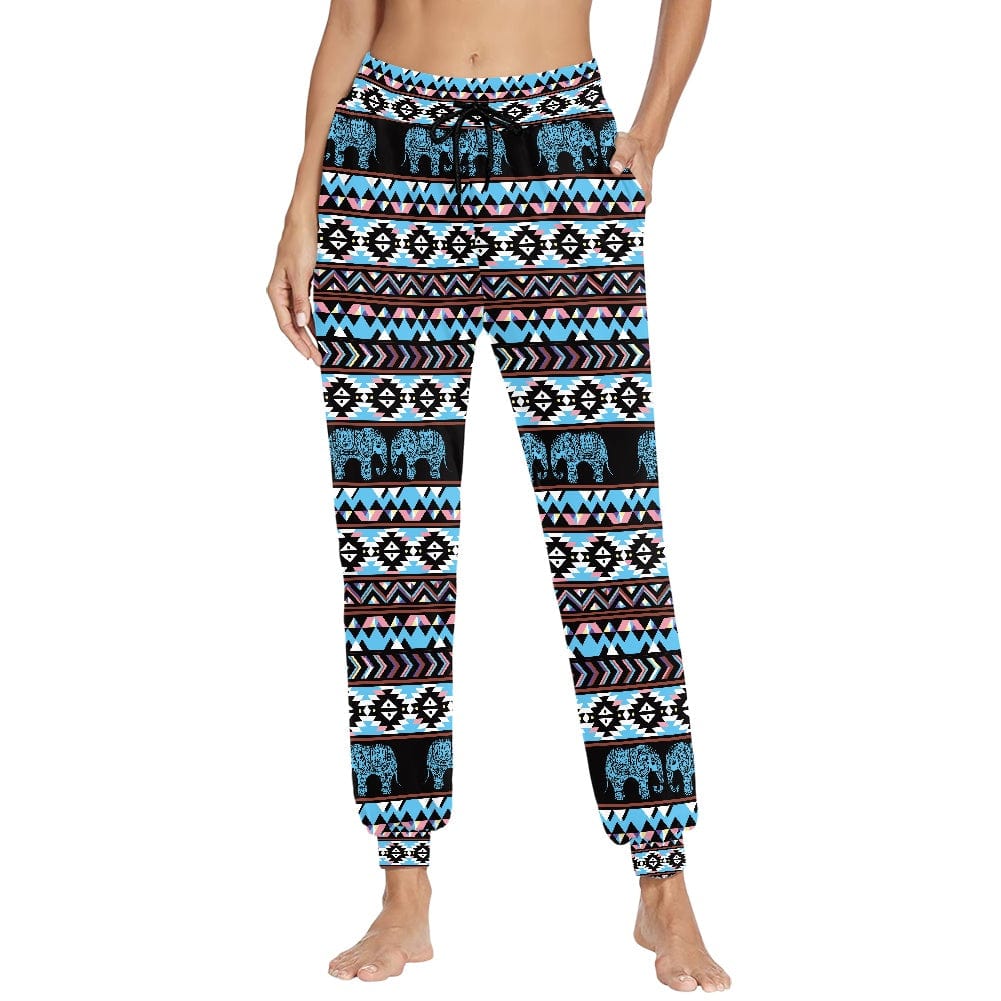 XL / ysfd1170F90 Long Pants for Women Summer Casual Trousers Loose Elephant Pattern Harem Pants Mid Waist Lace-up Thai Traditional Sport Trouser